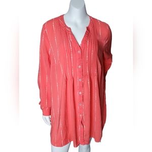 Pink Button Up Maternity Shirt.
